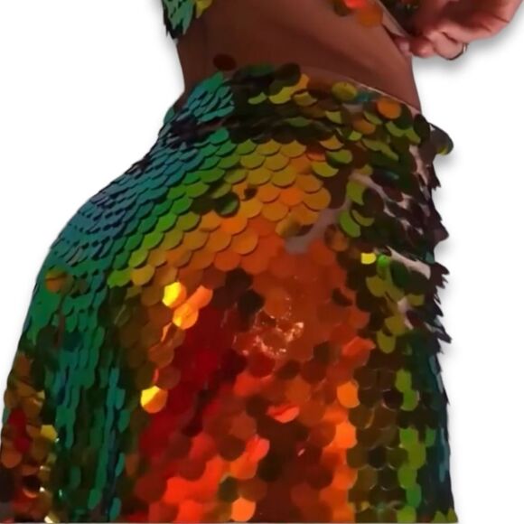 NWT ZARA Short Sequin Paillette Skirt L - Picture 6 of 11